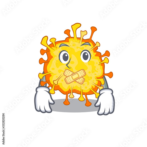 Minacovirus mascot cartoon character design with silent gesture