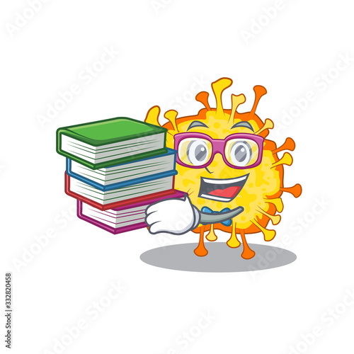 A diligent student in minacovirus mascot design with book