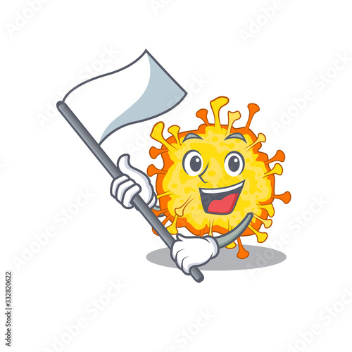 minacovirus cartoon character design holding standing flag