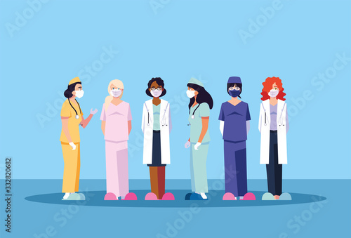 women doctors standing, medical team