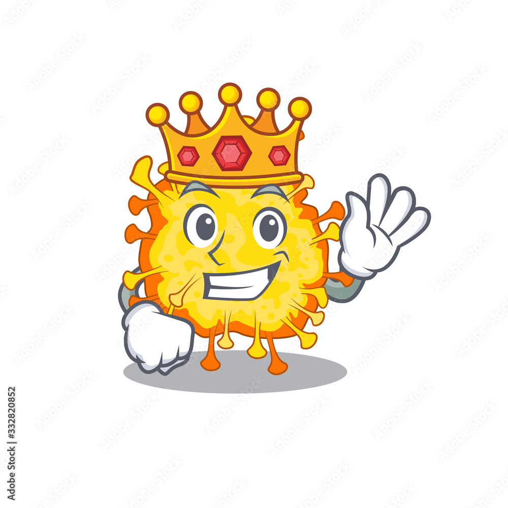 Naklejka premium The Royal King of minacovirus cartoon character design with crown