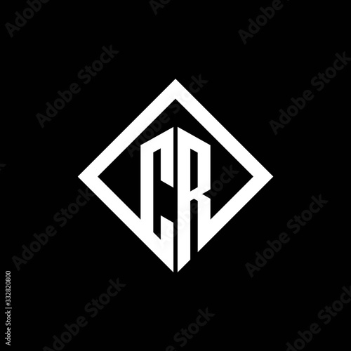 CR logo monogram with square rotate style design template