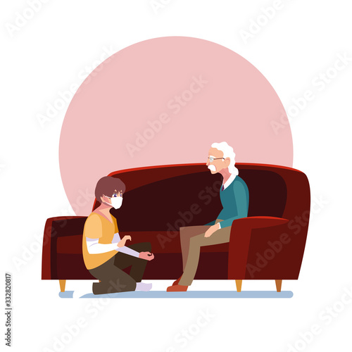 young man take care of old man