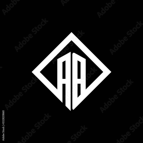 AB logo monogram with square rotate style design template