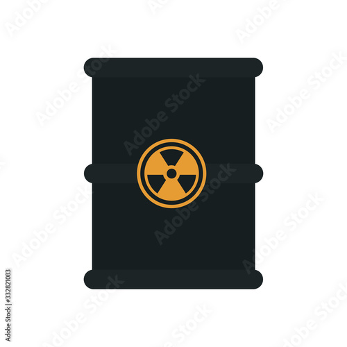 radioactive barrel icon, flat style