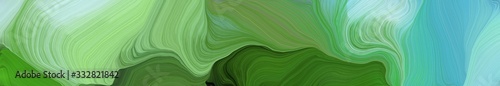 landscape banner with waves. modern soft swirl waves background illustration with moderate green, olive drab and sky blue color