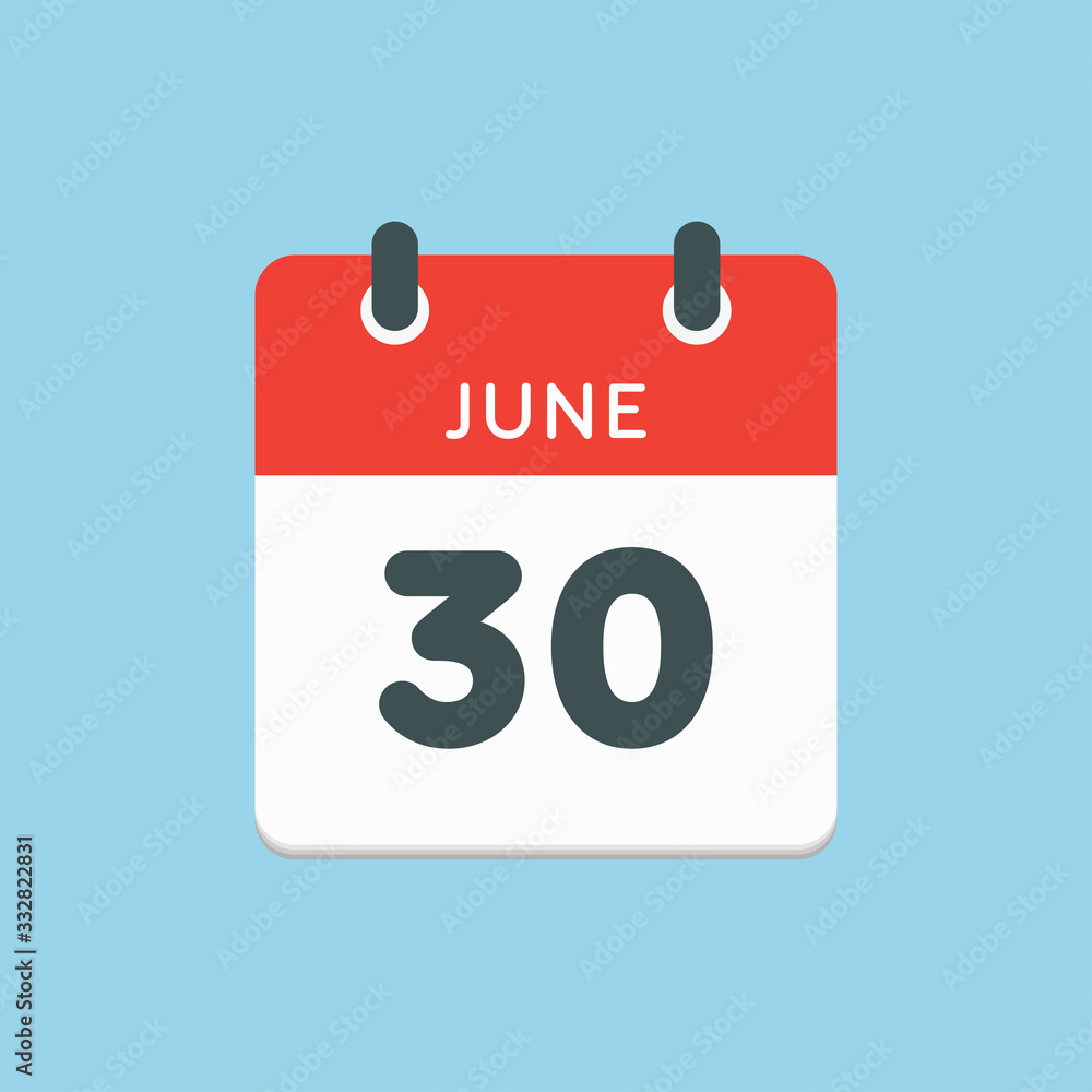 Icon calendar day 30 June, summer days of the year Icon calendar day 30 June, summer days of the year