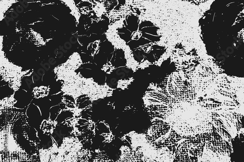 Abstract black white image with long and short intermittent lines made by brush. A monochrome image drawn by hand. Dirty shabby smears of black paint. Vector eps illustration.