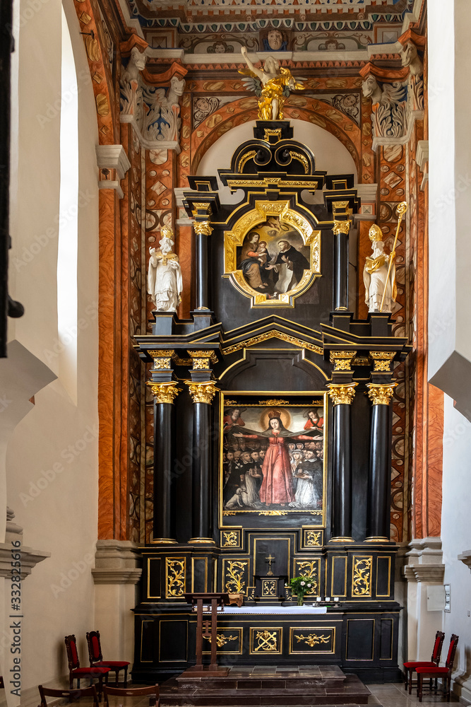 Lublin, Poland - Mother of God chapel, Guardian of Preachers Order by Ossolinski family in St. Stanislav Basilica of Dominican Order in historic old town quarter