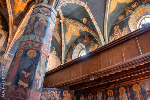 Lublin, Poland - Medieval frescoes and architecture inside the Holy Trinity Chapel within Lublin Castle royal fortress in historic old town quarter