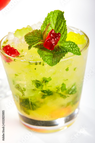 Icy lemonade with mint leaves