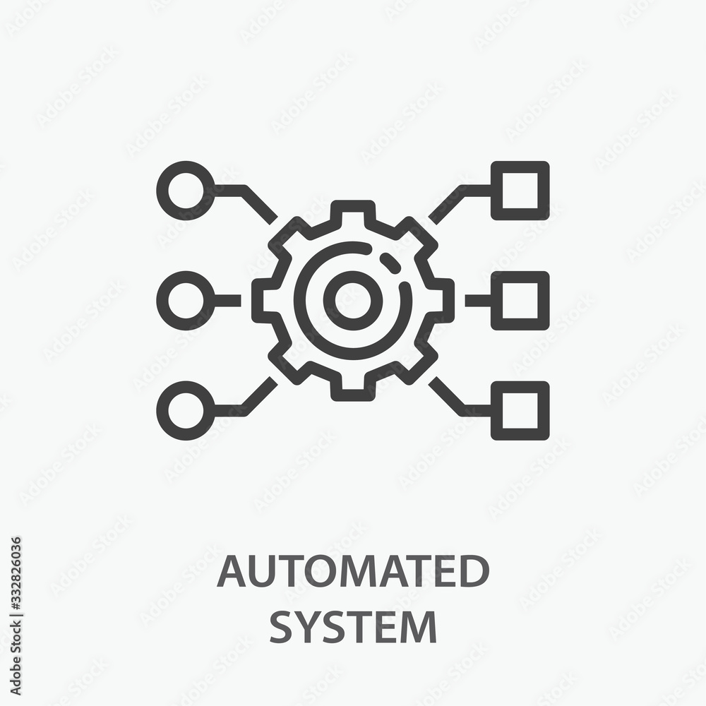 Automated system line icon on white background. Automated system line icon on white background.