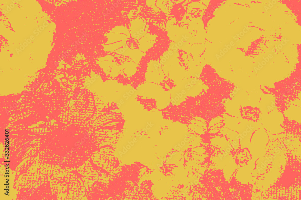 Obraz premium Abstract background in the form of flowers in a bouquet. Lots of different colors, chamomile, peonies, dandelions. A bouquet of flowers at close range. Vector eps illustration.