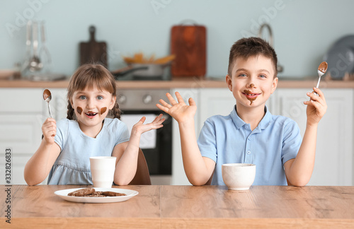 Cute little children eating...
