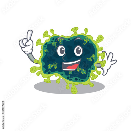 One Finger beta coronavirus in mascot cartoon character style