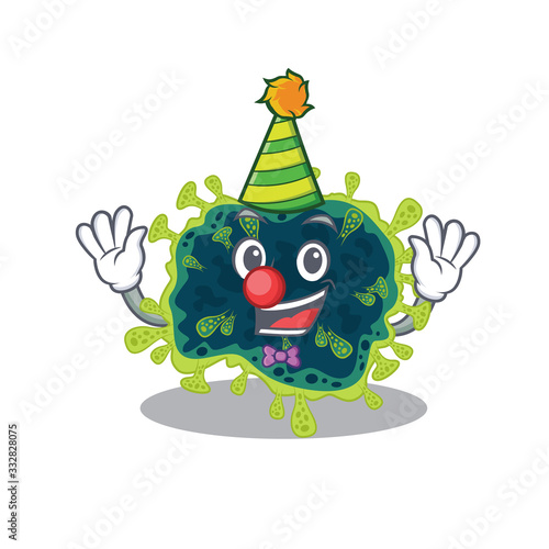 Cute and Funny Clown beta coronavirus cartoon character mascot style © kongvector