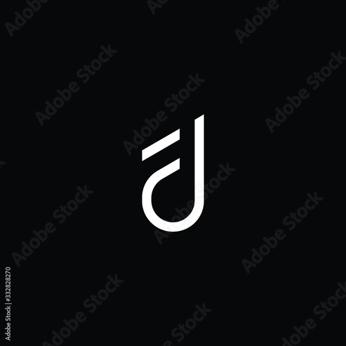 Minimal elegant monogram art logo. Outstanding professional trendy awesome artistic FJ JF initial based Alphabet icon logo. Premium Business logo White color on black background