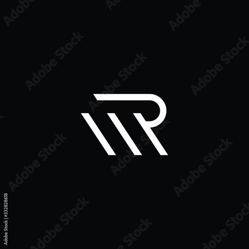 Minimal elegant monogram art logo. Outstanding professional trendy awesome artistic RM MR RW WR initial based Alphabet icon logo. Premium Business logo White color on black background photo