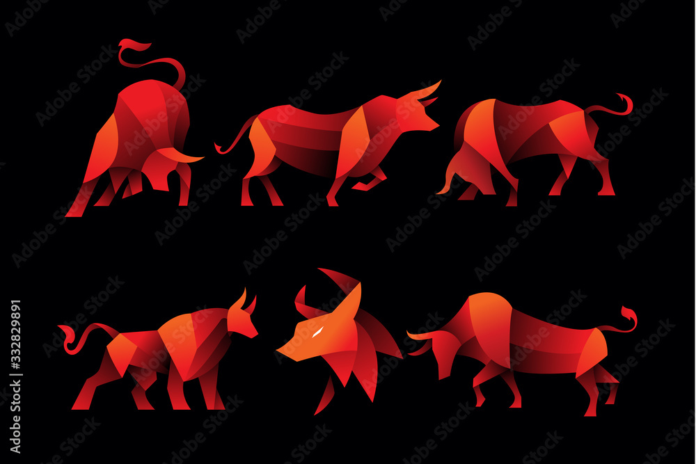 gradient bull logo icon illustration pack Stock Vector | Adobe Stock