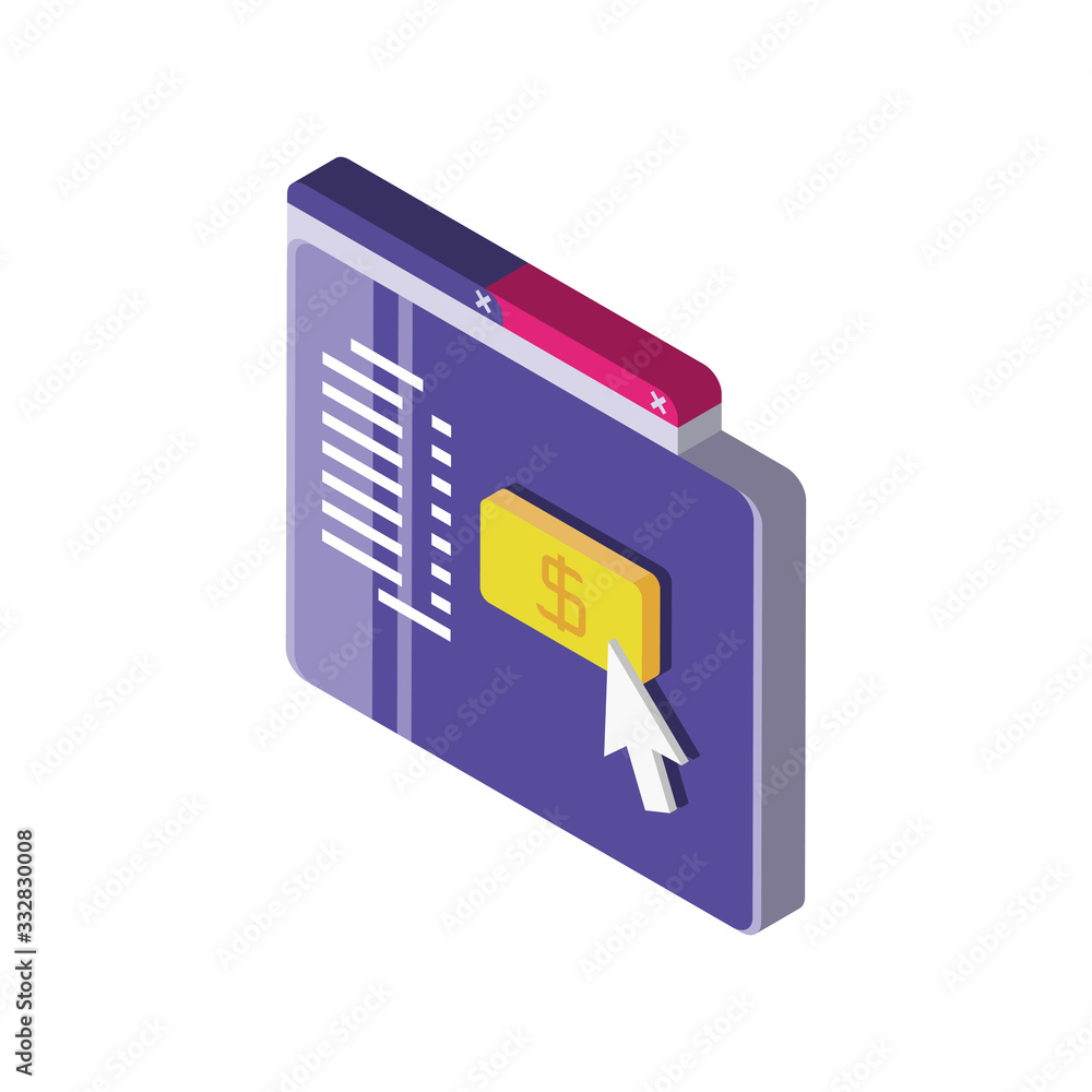 computer window with buy button on white background