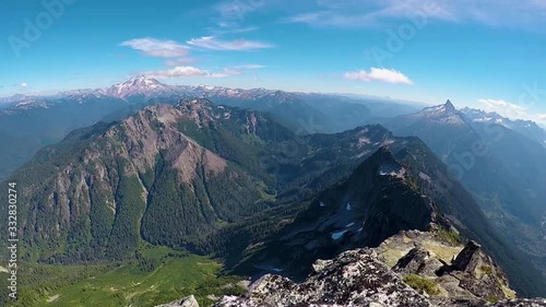 Time-lapse video of Glacier Peak with clouds flowing through the sky from the Mount Pugh summit. photo