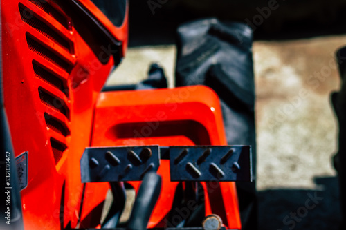 closeup of a tractor