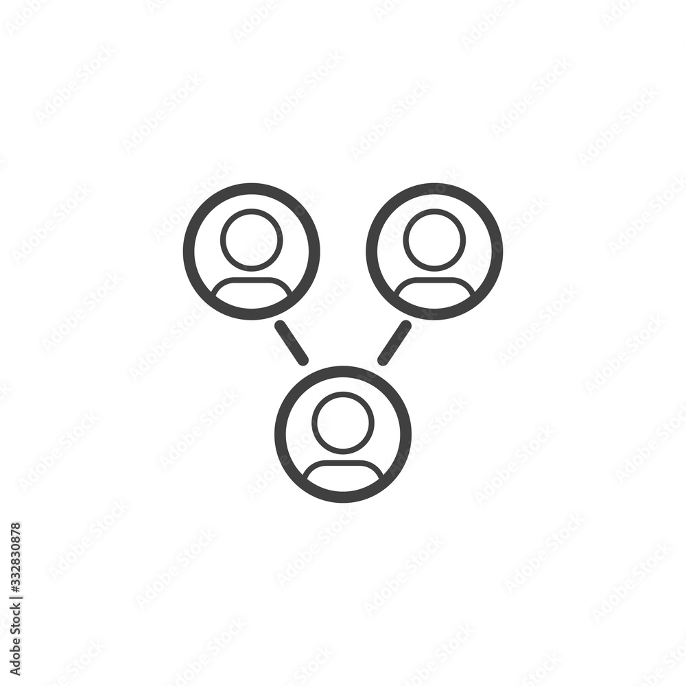 Community line icon. People network connection linear style sign for mobile concept and web design. Organization group outline vector icon. Symbol, logo illustration. Vector graphics Community line icon. People network connection linear style sign for mobile concept and web design. Organization group outline vector icon. Symbol, logo illustration. Vector graphics