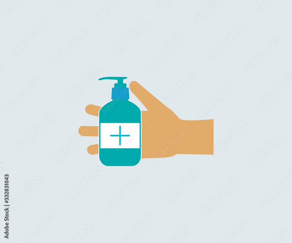 Hand, sanitizer icon. Vector illustration, flat design. Hand, sanitizer icon. Vector illustration, flat design.
