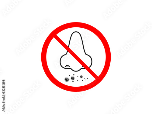 Nose, no runny nose icon, coronavirus. Vector illustration, flat design.