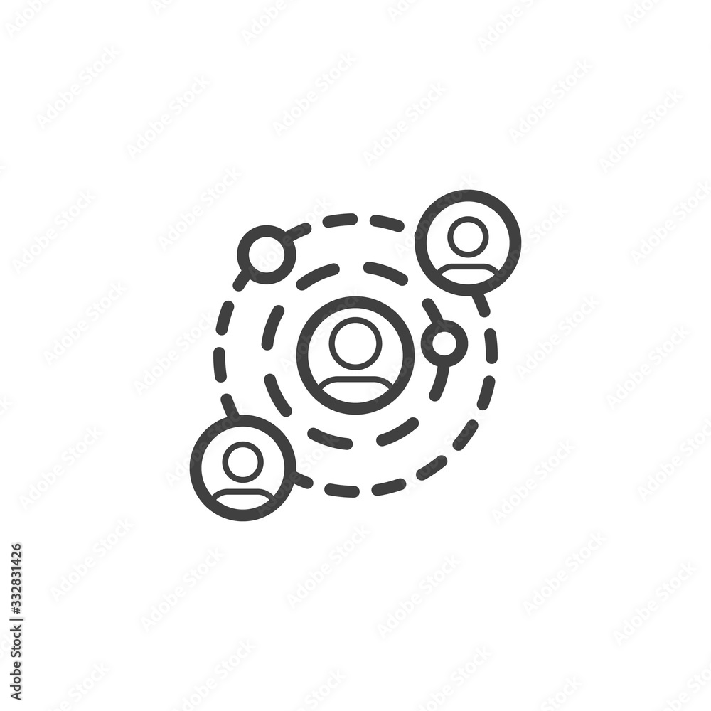 People network connection line icon. linear style sign for mobile concept and web design. Community outline vector icon. Symbol, logo illustration. Vector graphics People network connection line icon. linear style sign for mobile concept and web design. Community outline vector icon. Symbol, logo illustration. Vector graphics