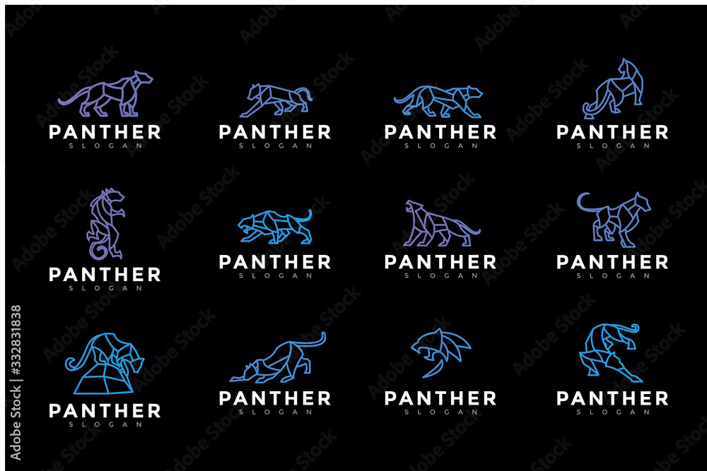 pack of polygon panther logo. modern icon, template illustration pack of polygon panther logo. modern icon, template illustration