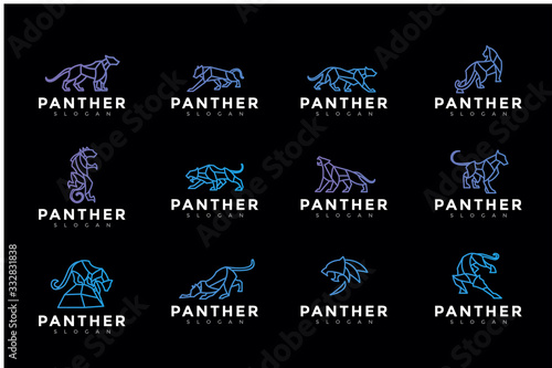 pack of polygon panther logo. modern icon, template illustration