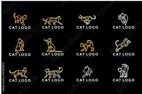 pack of geometric cat logo. icon template illustration