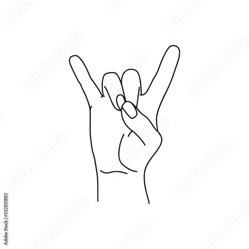 Mudra - Apana. Hands vector illustration. Yogic hand gesture. Black and white linear style.