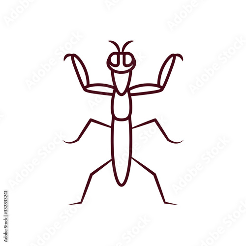 praying mantis insect icon, line style
