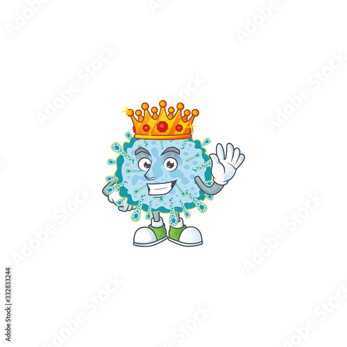A Charismatic King of coronavirus illness cartoon character design