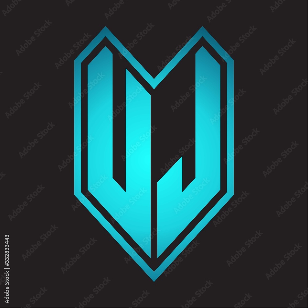 UJ Logo monogram with emblem line style isolated on blue gradient colors UJ Logo monogram with emblem line style isolated on blue gradient colors