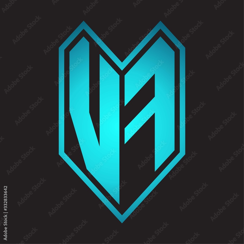 VF Logo monogram with emblem line style isolated on blue gradient colors VF Logo monogram with emblem line style isolated on blue gradient colors