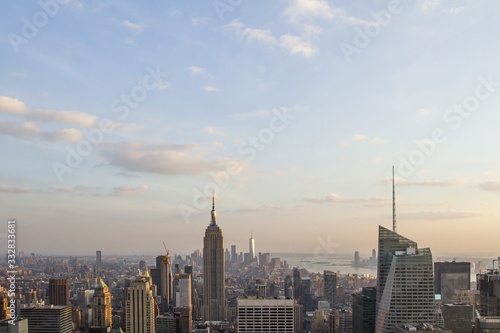 Beautiful aerial view of New York city skyline at daytime  USA