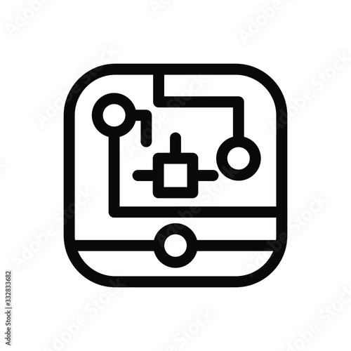 Circuit icon vector design template logo , cpu chip system phone , outline solid background white