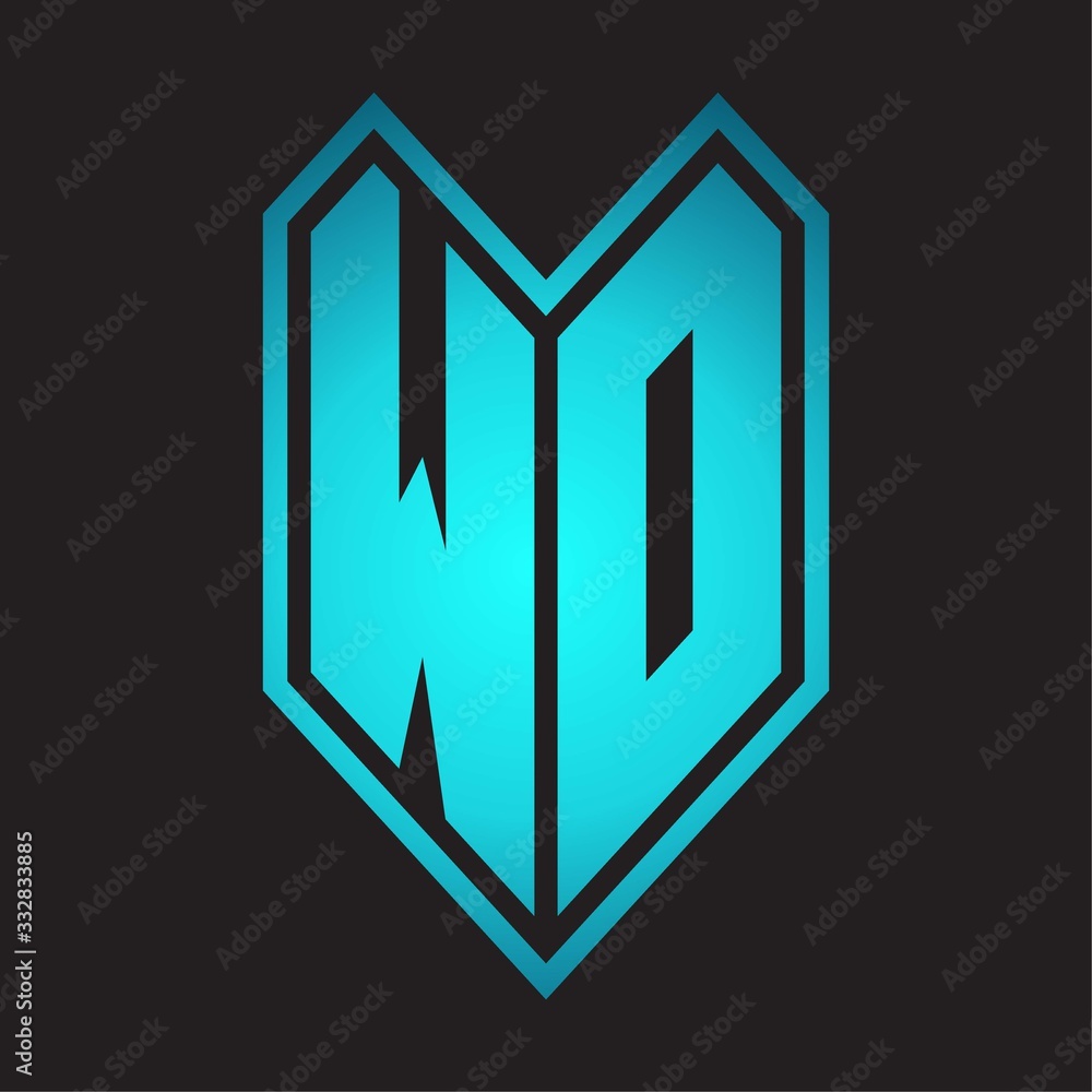 WD Logo monogram with emblem line style isolated on blue gradient colors WD Logo monogram with emblem line style isolated on blue gradient colors