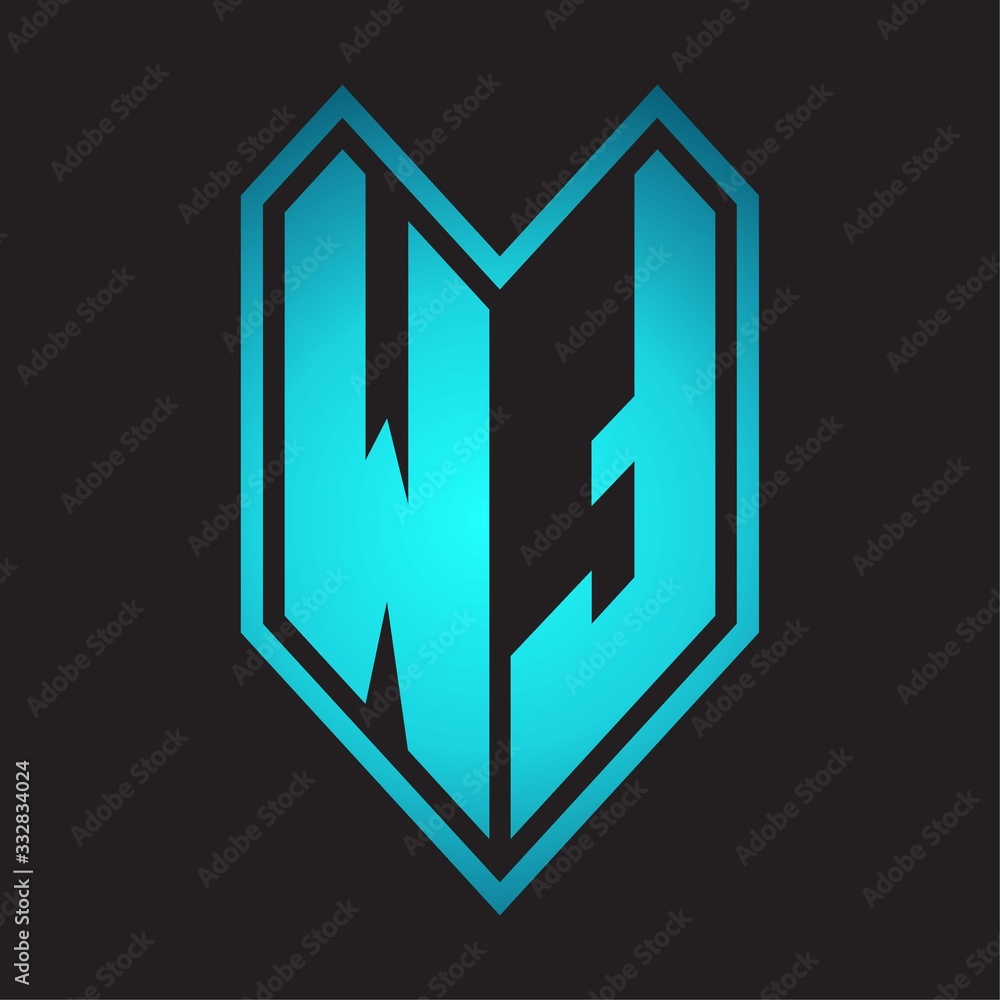 WT Logo monogram with emblem line style isolated on blue gradient colors WT Logo monogram with emblem line style isolated on blue gradient colors