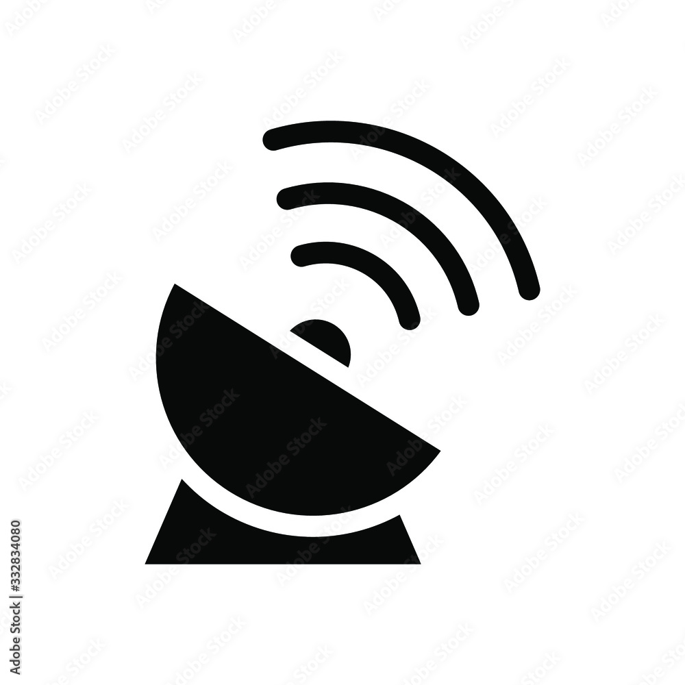 Vektorová grafika „Antena icon , communication design template logo , wifi  signal channel broadcast emblem isolated illustration , outline solid  background white“ ze služby Stock | Adobe Stock