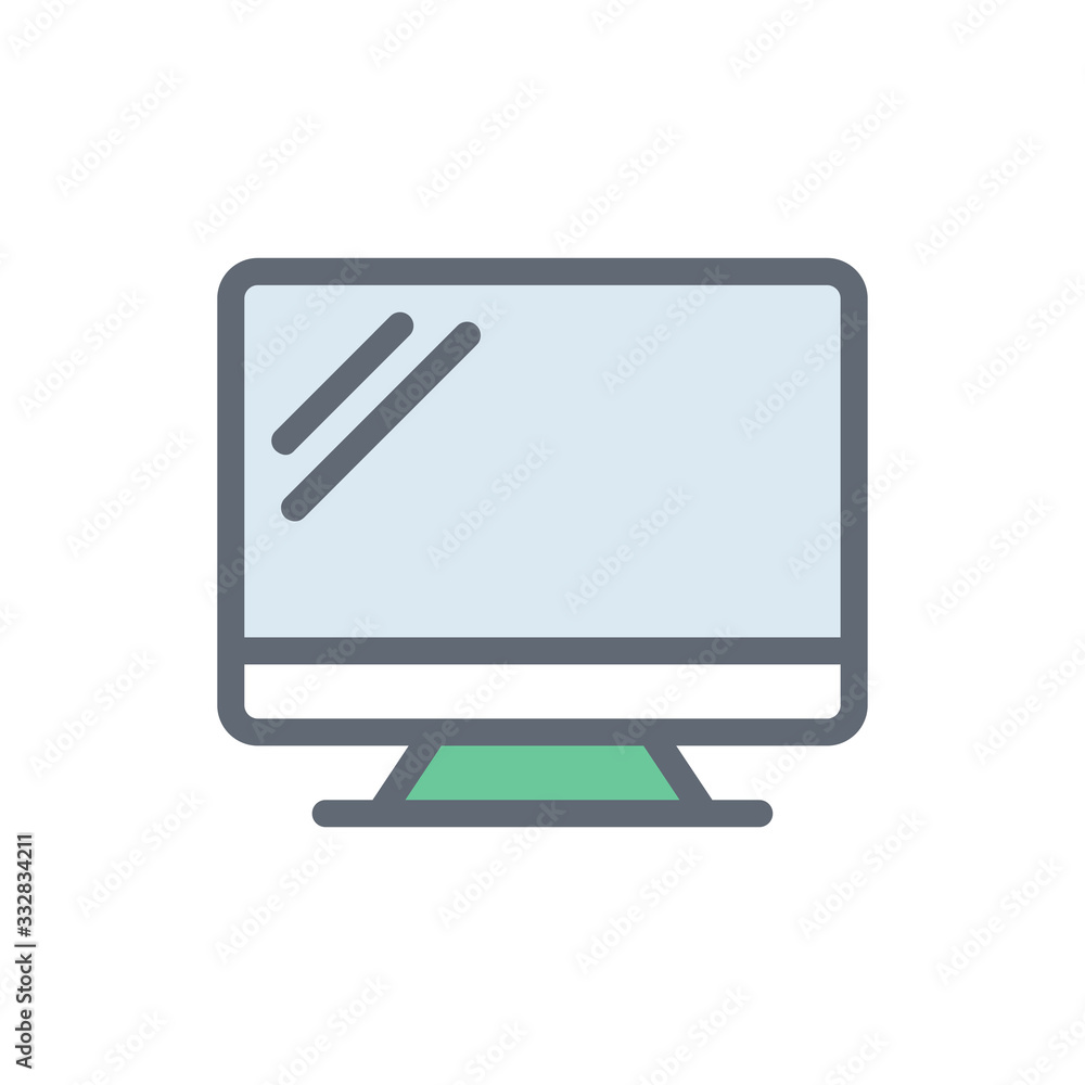 Monitor Vector Colour With Line Icon Illustration Monitor Vector Colour With Line Icon Illustration