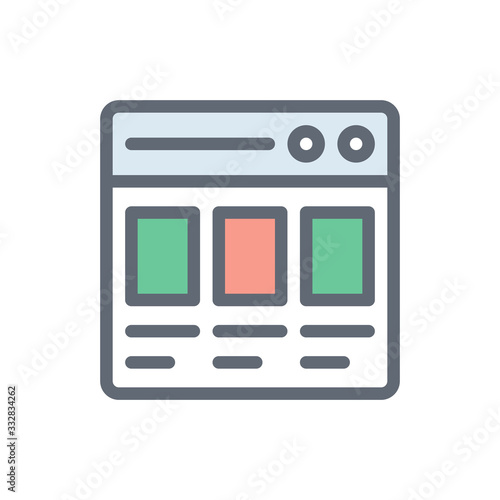 Webpage Vector Colour With Line Icon Illustration