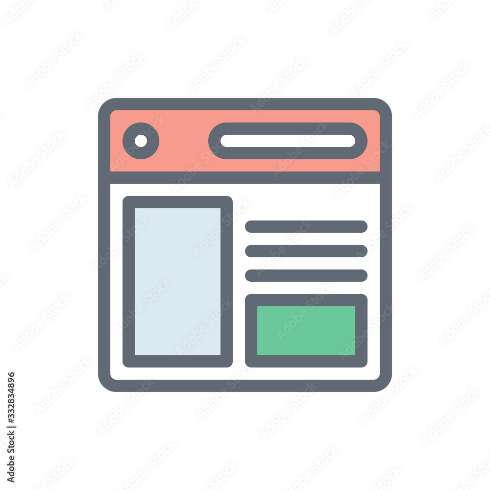 Webpage Vector Colour With Line Icon Illustration Webpage Vector Colour With Line Icon Illustration