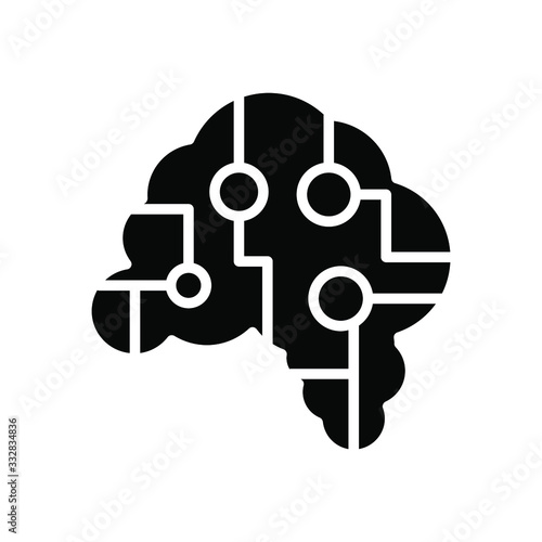 artificial intelligence icon , business template logo design emblem isolated illustration , IQ circuit connection network , outline solid background white
