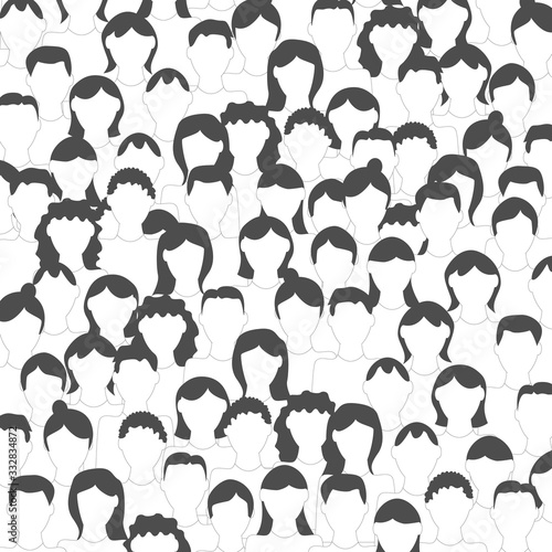 Crowd. Workers group  people in parade or in protest. Flat style. Vector background.