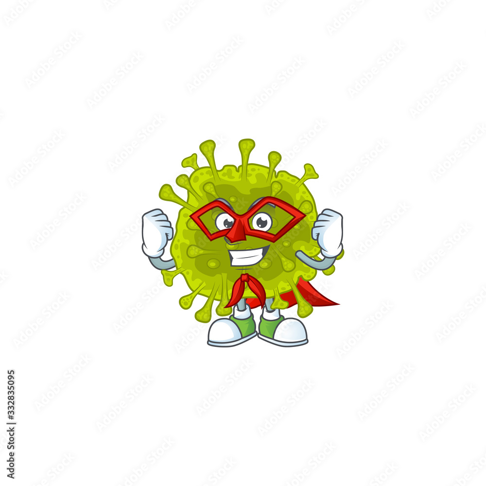 Obraz premium A picture of coronavirus spread dressed as a Super hero cartoon character
