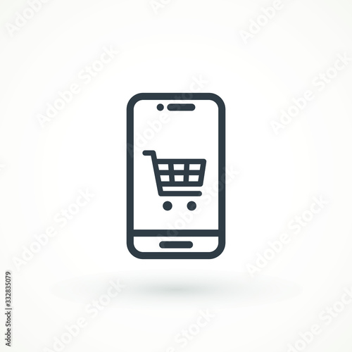 Shopping Online on Website or Mobile Application Vector Icon. E-shop icon. Web sale sign Marketing and Digital marketing Add to cart shopping online icon
